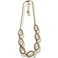 Monet Gold Tone Necklace Twisted Rope Oval Link Collar Statement Early 2000s