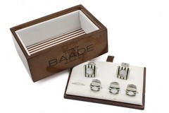 Baade II High End MOP Stripes Enamel Cufflinks Tuxedo Stud Set (Missing 1 Piece)