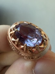 Vintage USSR 14K 583 Gold Alexandrite Ring Soviet Russian Jewelry