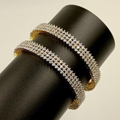 22K Gold Plated Cubic Zirconia Bangle Set Handmade South Indian Ethnic Jewelry