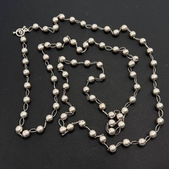 Vintage Sterling Silver 925 Long Bead Chain Necklace 145cm 83g Italy Estate