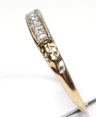 Antique Art Deco 1920 Diamond Wedding Band 14K White Yellow Ring Size 6.75 UK-N