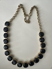Banana Republic Anna Wintour Necklace Georgian Collet Riviere Black Crystal Vtg