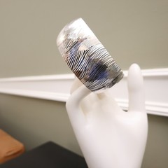 VicenzaSilver bracelet JCM 925 sterling silver textured cuff hinged 6.75 in fit