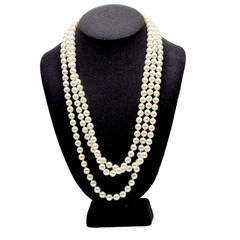 Classic Faux Pearl Long Opera Length Knotted Off White Luminous Necklace 72 inch