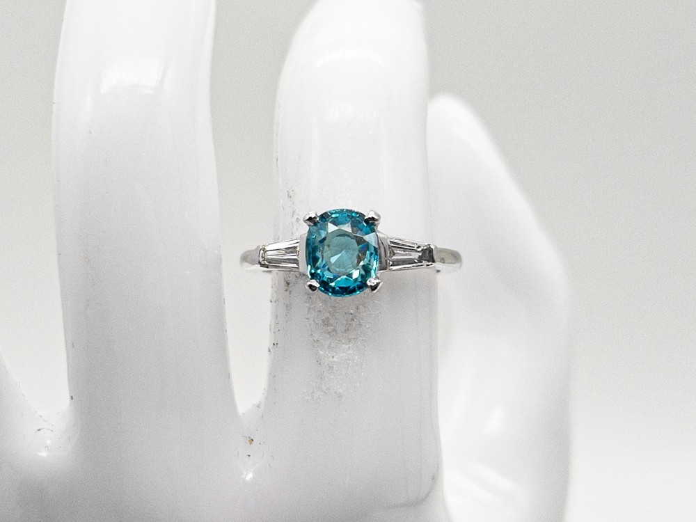 Designer $5000 5.50ct Natural Blue Zircon VS G Diamond Platinum Ring 6g