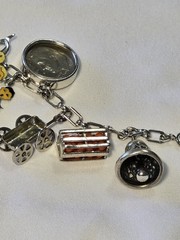 Vintage 1960s Sterling SIlver 925 Charm Bracelet Wells Beau JMS P&B 14 Charms