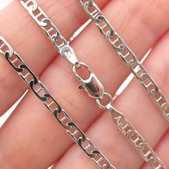 925 Sterling Silver Vintage Italy Anchor Mariner Chain Necklace 18″