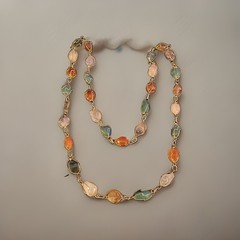 Vintage Caged Gemstone Gold Tone Multicolor Necklace