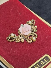 Vintage Princess Brand Rose Bud Brooch 24 KT GE Pin Victorian Style Jewelry