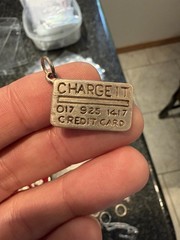 Vintage 925 Sterling Silver Credit Card Charm Charge It Pendant 4.9gr W/ Loop