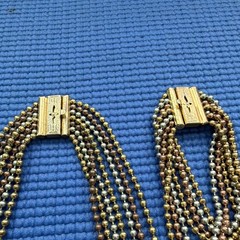 Vintage 1930s Art Deco multi-strand ball chain necklace and bracelet set.