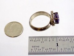 Sterling Silver Oval Cut Amethyst Ring 925 Braid Edge Motif Size 8.25 7.8g