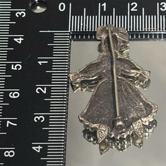 Tortolani Brooch Girl Doll Silver Tone Rhinestone Vintage Figural Pin Jewelry