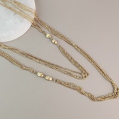 Vintage Chain Necklace Gold Tone Curb Link Triple Layer Long Endless 58″ Flapper