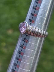 Vintage Pink Stone Sterling Silver Ring Art Deco Style 925 Size 7.75