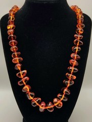 Vintage Baltic Amber Nugget Necklace Hand Knotted 24″ UV