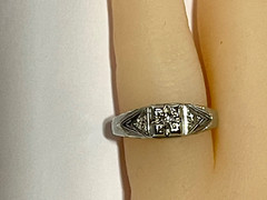 Vintage Ring O Romance Gross Co 18k White Gold Filigree .06 Ct Diamond Ring Sz 6