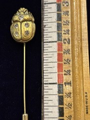 MMA Metropolitan Museum Of Art Goldtone Scarab Stickpin w/Swarovski Crystals