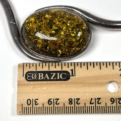 VTG Necklace Earring Baltic Green Honey Amber Sterling Silver Collar Celtic Knot