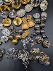 50 Pairs of Mostly Vintage Silver Tone and Gold Tone Earrings For Wear Or Crafts
