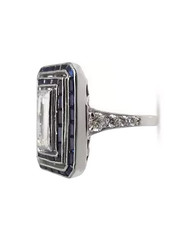 2Ct Art Deco Style Lab Created Diamond & Sapphire Wedding 14k White Gold FN Ring