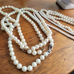 Lot of Vintage Faux Pearl Necklaces with Necklace Enhancer As Is