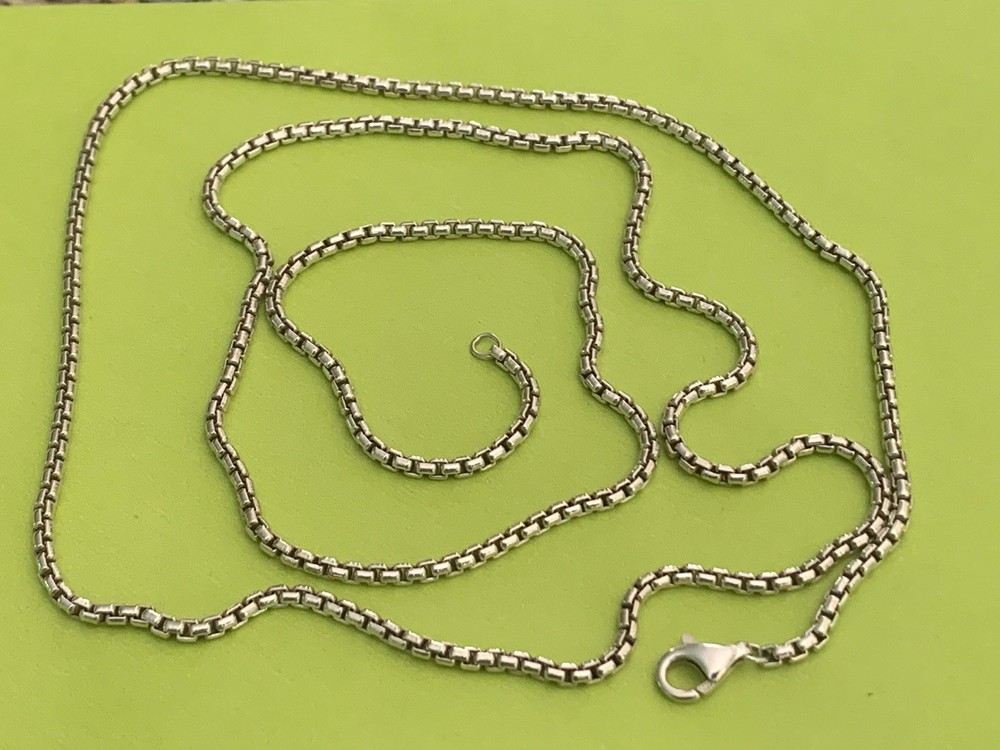 Vintage 925 Italy Sterling Silver Venetian Box Link Chain Necklace 32 In