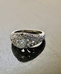 Art Deco Vintage Style Lab Created Diamond Weeding Ring In 14k White Gold Finish