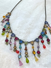 RARE Victorian Revival flower necklace colorful Modernist Jewelry y2k boho fairy