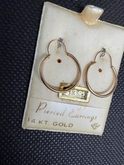 Vintage Stamped Solid 14kt Gold Hoop Earrings 0.67g New Old Stock!