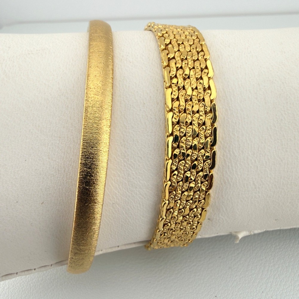 Vintage Monet Bracelet Set of 2 Gold Tone Chain Classic Minimalist Style