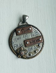 Vintage Sterling Silver Copper Healer Quote Etched Pendant 10-Grams