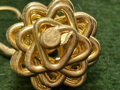 PINECONE EARRINGS Goldtone LeverBack Pierced Stacked Wire Dangles Germany
