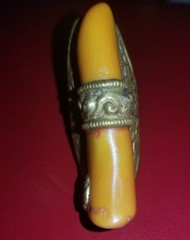 Antique Mexico Engraved Huge Natural Coral Adjustable Ring INCREDIBLE