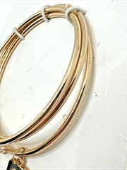 NEW GUESS 3 pc Charm Bracelet Set Stackable Bangle Stack Rose Gold Tone NWT
