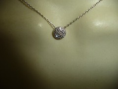 TCS DELICATE TINY CLEAR CRYSTAL PENDANT SWAROVSKI on CHAIN NECKLACE #7/21A