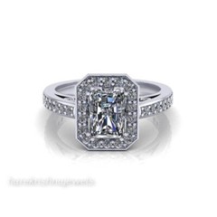 14K White Gold Over 2CT Radiant Lab-Created Diamond Vintage Halo Engagement Ring