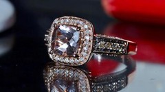 14k rose gold ring 1.45ct morganite natural diamond sz 7 halo 5.50g LeVian N3040