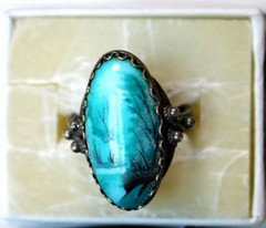 Vintage Russian Hand Painted Enamel Rings 3 Variation Finift Technique #76,80,82