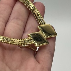 VTG Monte Square Geometric Gold Tone Chain Necklace With Clasp Extender