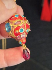 Miriam Haskell Enamel Egg Necklace 29 in with stones Nice statement piece