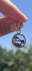 Vintage 14k Gold Diamond & Sapphire Shaker Pendant with Dolphin- 2.64 Grams