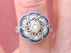 Floral Cocktail Art Deco Style Ring 2.1 Ct Simulated Diamond 14k White Gold Over