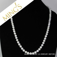 Ming’s Hawaii Pale Lavender Jade 9mm Bead 14k Yellow Gold Clasped Necklace 30″