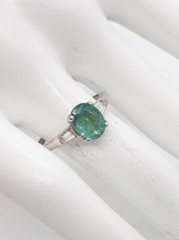 Vintage 1950s $5000 2.30ct Colombian Emerald Diamond Platinum Wedding Ring