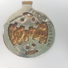 VINTAGE Metal Brutalist “Time is Good/Precious” Pendant Charm