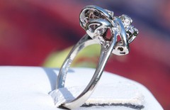 14k white gold swirl ring 0.25ct natural diamond size 4 vintage 3gr Radiant