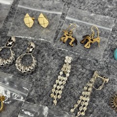 Vintage Mixed Earrings Lot 14 Pairs Stud Hoop Dangle Clip On Gold Silver