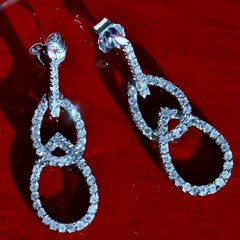 14k white gold earrings 0.45ct natural diamond 1.12″ teardrop dangle 3.54g N3777